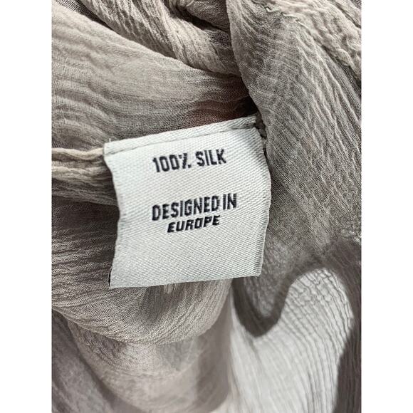 NIGEL PRESTON & KNIGHT Women’s Tan-Black Button-Up Long Sleeve Sheer Top SZ L - Picture 8 of 10